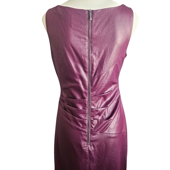Vince Camuto Faux Leather Sheath Asymmetrical Neckline Size 10 Purple Whimsigoth - Picture 4 of 11